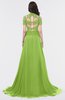 Elegant A-line V-neck Zip up Sweep Train Evening Dresses