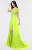 Elegant A-line V-neck Zip up Sweep Train Evening Dresses