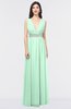 Plain A-line V-neck Sleeveless Floor Length Appliques Bridesmaid Dresses