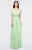 Plain A-line V-neck Sleeveless Floor Length Appliques Bridesmaid Dresses