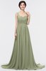 Modern A-line Asymmetric Neckline Sleeveless Zip up Sweep Train Evening Dresses