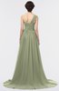 Modern A-line Asymmetric Neckline Sleeveless Zip up Sweep Train Evening Dresses