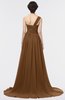 Modern A-line Asymmetric Neckline Sleeveless Zip up Sweep Train Evening Dresses