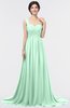 Modern A-line Asymmetric Neckline Sleeveless Zip up Sweep Train Evening Dresses