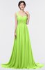 Modern A-line Asymmetric Neckline Sleeveless Zip up Sweep Train Evening Dresses