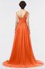 Modern A-line Asymmetric Neckline Sleeveless Zip up Sweep Train Evening Dresses