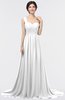 Modern A-line Asymmetric Neckline Sleeveless Zip up Sweep Train Evening Dresses
