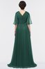 Elegant V-neck Elbow Length Sleeve Floor Length Ruching Graduation Dresses