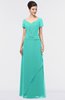 Elegant A-line Short Sleeve Zip up Floor Length Beaded Mother of the Bride Dresses
