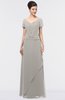 Elegant A-line Short Sleeve Zip up Floor Length Beaded Mother of the Bride Dresses