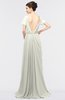 Mature Jewel Short Sleeve Half Backless Floor Length Ruching Prom Dresses