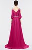 Mature A-line 3/4 Length Sleeve Zip up Sweep Train Appliques Prom Dresses