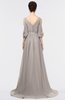 Mature A-line 3/4 Length Sleeve Zip up Sweep Train Appliques Prom Dresses