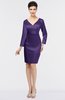 Modest V-neck Long Sleeve Zip up Knee Length Mother of the Bride Dresses