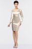 Modest V-neck Long Sleeve Zip up Knee Length Mother of the Bride Dresses