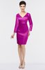 Modest V-neck Long Sleeve Zip up Knee Length Mother of the Bride Dresses