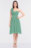 Romantic A-line Asymmetric Neckline Sleeveless Knee Length Flower Bridesmaid Dresses