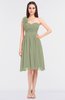 Romantic A-line Asymmetric Neckline Sleeveless Knee Length Flower Bridesmaid Dresses