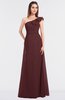 Classic A-line Asymmetric Neckline Zip up Floor Length Ruching Bridesmaid Dresses