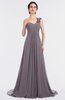 Glamorous A-line Asymmetric Neckline Sleeveless Sweep Train Ruching Evening Dresses