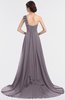 Glamorous A-line Asymmetric Neckline Sleeveless Sweep Train Ruching Evening Dresses