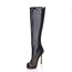 Round Toe Boots Daily Nylon Hollow-Out Mid-Calf Boots Stiletto Heel