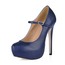 PU Platforms Stiletto Heel Buckle Graduation Closed Toe Wide