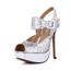 Stiletto Heel Sandals Sequined Cloth/Sparkling Glitter Graduation Girls' Sparkling Glitter Peep Toe